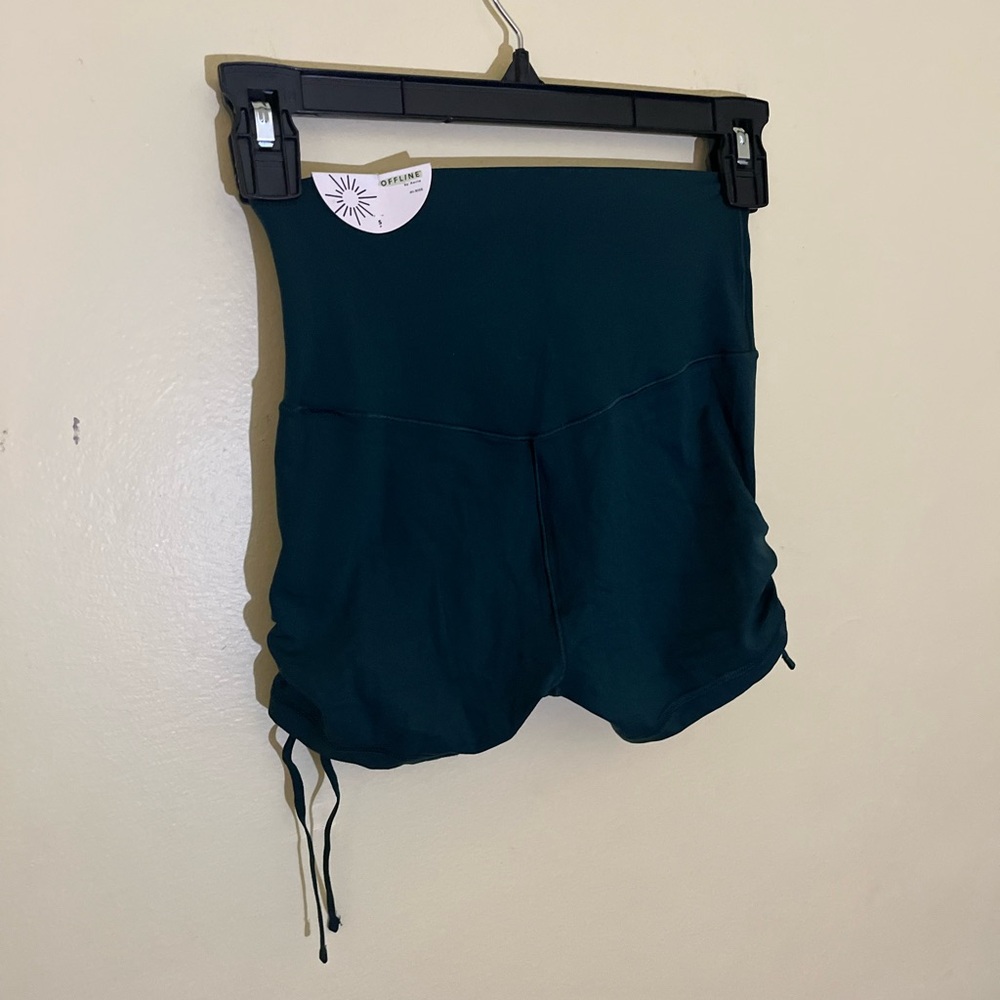 Aerie Offline Dark Green High-Waisted Athletic Shorts Size Small NWT - Picture 4 of 6